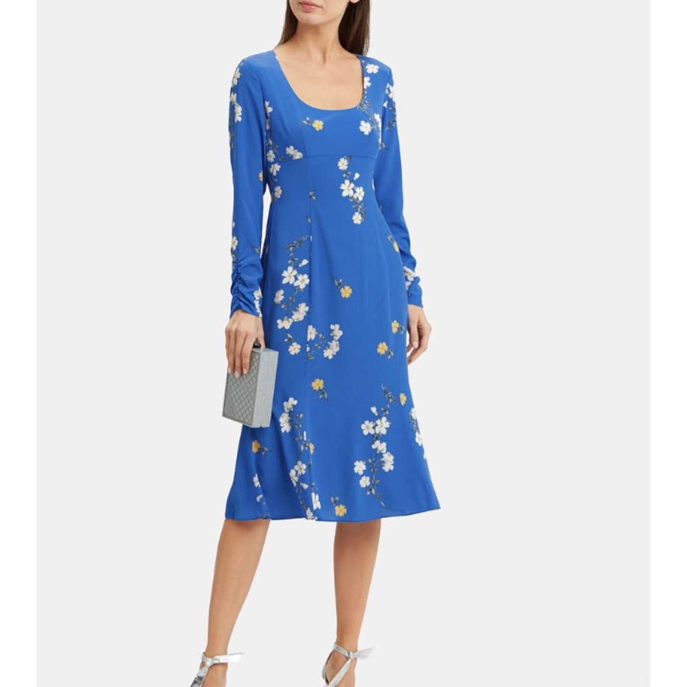 Intermix Mariabella blue floral silk midi dress